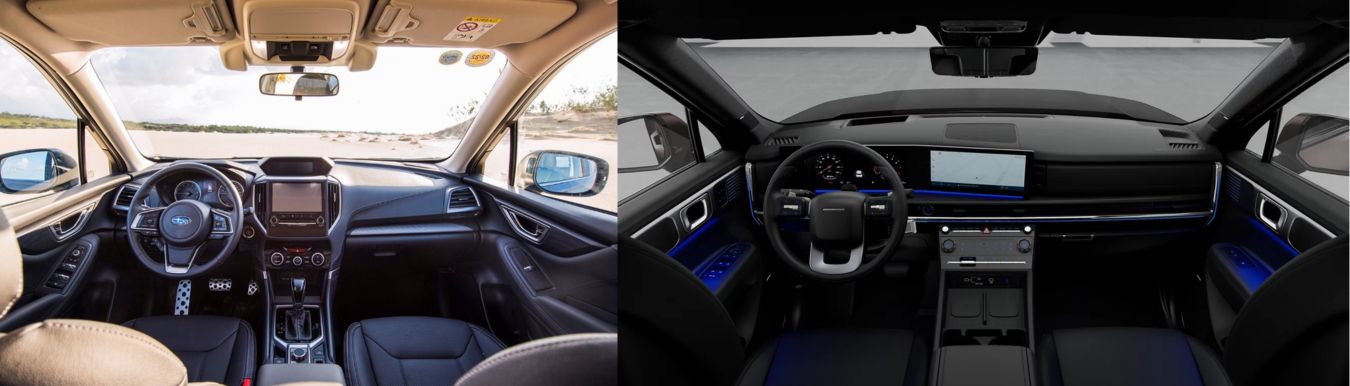 So sánh Subaru Forester và Hyundai Santafe 3 so sánh subaru forester và hyundai santa fe nội thất